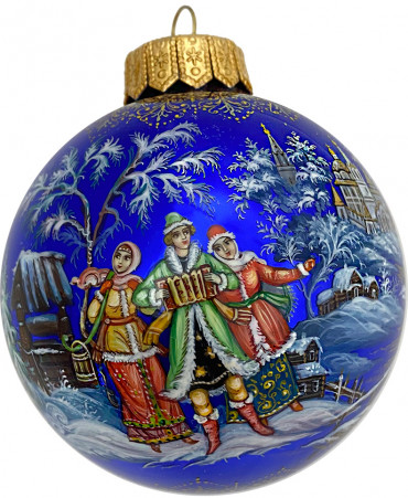 Стеклянный шарик в подарок из Палеха.