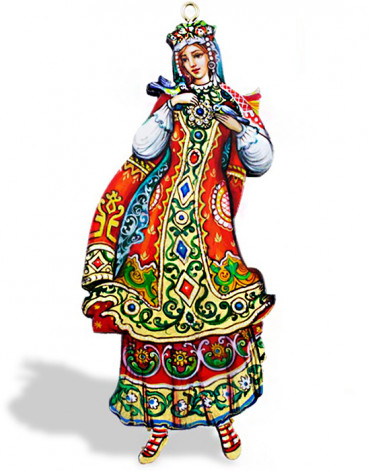 Ёлочная фигурка Весна Красна из набора подвесок из папье-маше.