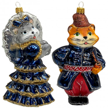 Набор из 2-х ёлочных игрушек «Кошка с зонтиком и Котофей» Набор из 2-х ёлочных игрушек «Кошка с зонтиком и Котофей»