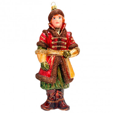 Ёлочная игрушка из стекла «Царевич в бордовом кафтане». Ручная работа. Коллекция Ирена.