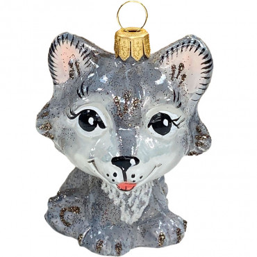 Стеклянная ёлочная игрушка «Волчонок», 6,5х5,5х5 см