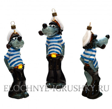 Елочная игрушка. Фигурка волка из мультфильма Ну, погоди!