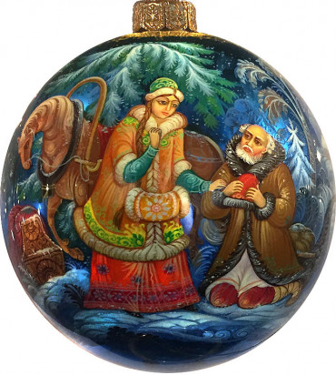 Расписной новогодний шар «Морозко», Палех