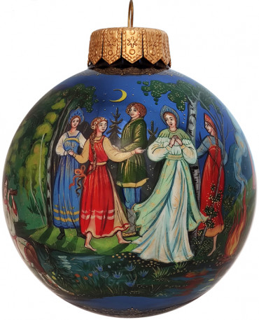 Расписной ёлочный шар «Снегурочка», Палех
