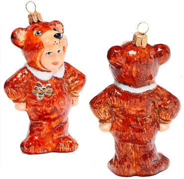 Ёлочные игрушки Мальчик в костюме медвежонка.