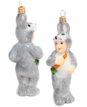 Ёлочные игрушки Мальчик в костюме зайчика.