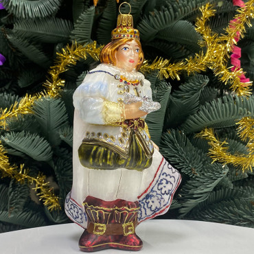 Принц с туфелькой - ёлочная стеклянная игрушка.