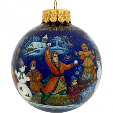 Ёлочный шар «Снеговики и снежки», Холуй