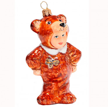 Ёлочная игрушка из стекла «Мальчик в костюме медвежонка», 10,5х6,5х4см Ёлочная игрушка из стекла «Мальчик в костюме медвежонка», 10,5х6,5х4см