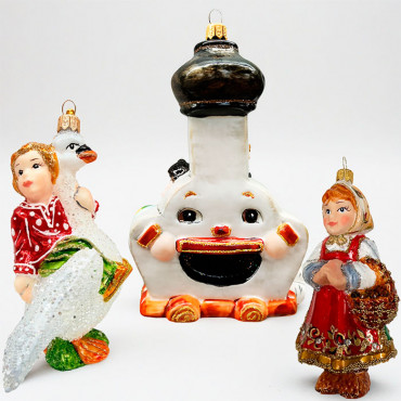 Набор елочных игрушек «Гуси-лебеди», стекло.